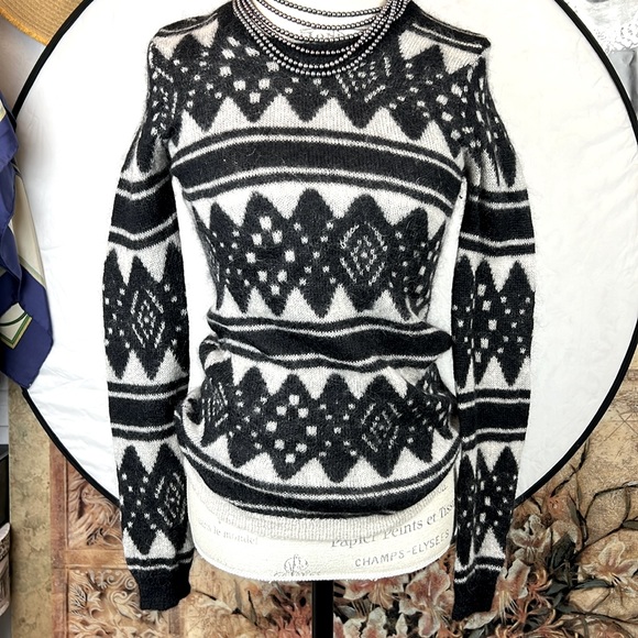 Isabel Marant Etole black white knit sweater mohair wool blend quite classic - Picture 2 of 14